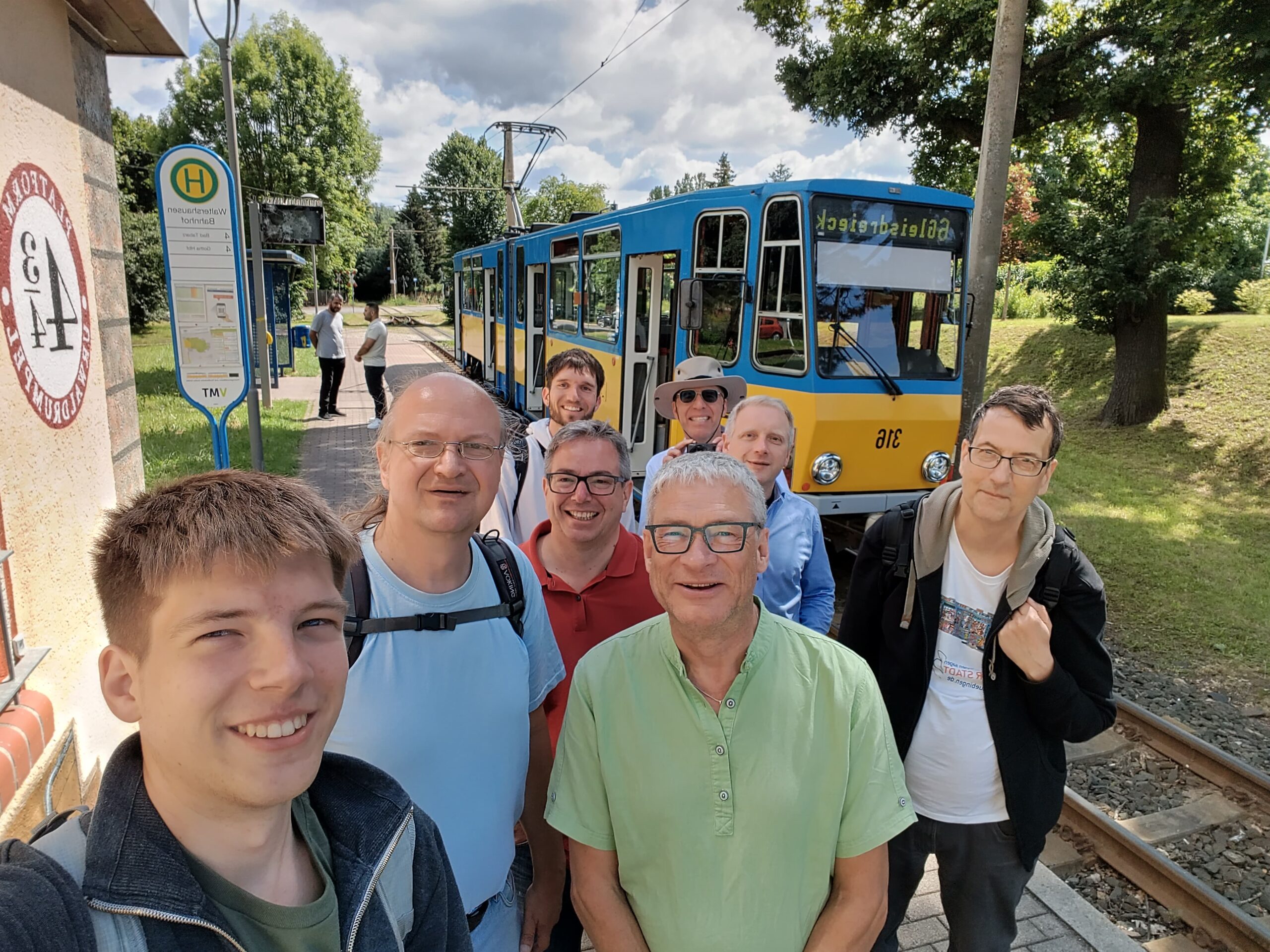 Schnelles Selfie beim Einstieg in Waltershausen.